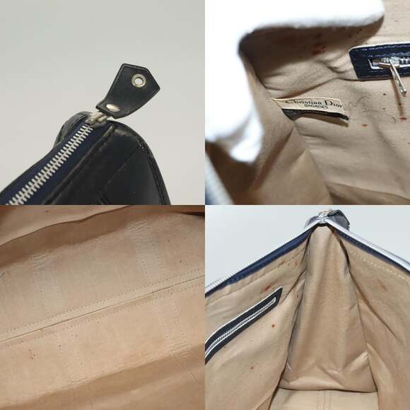 DIOR Trotter Canvas Hand Bag Navy Gold - Picture 11 of 12